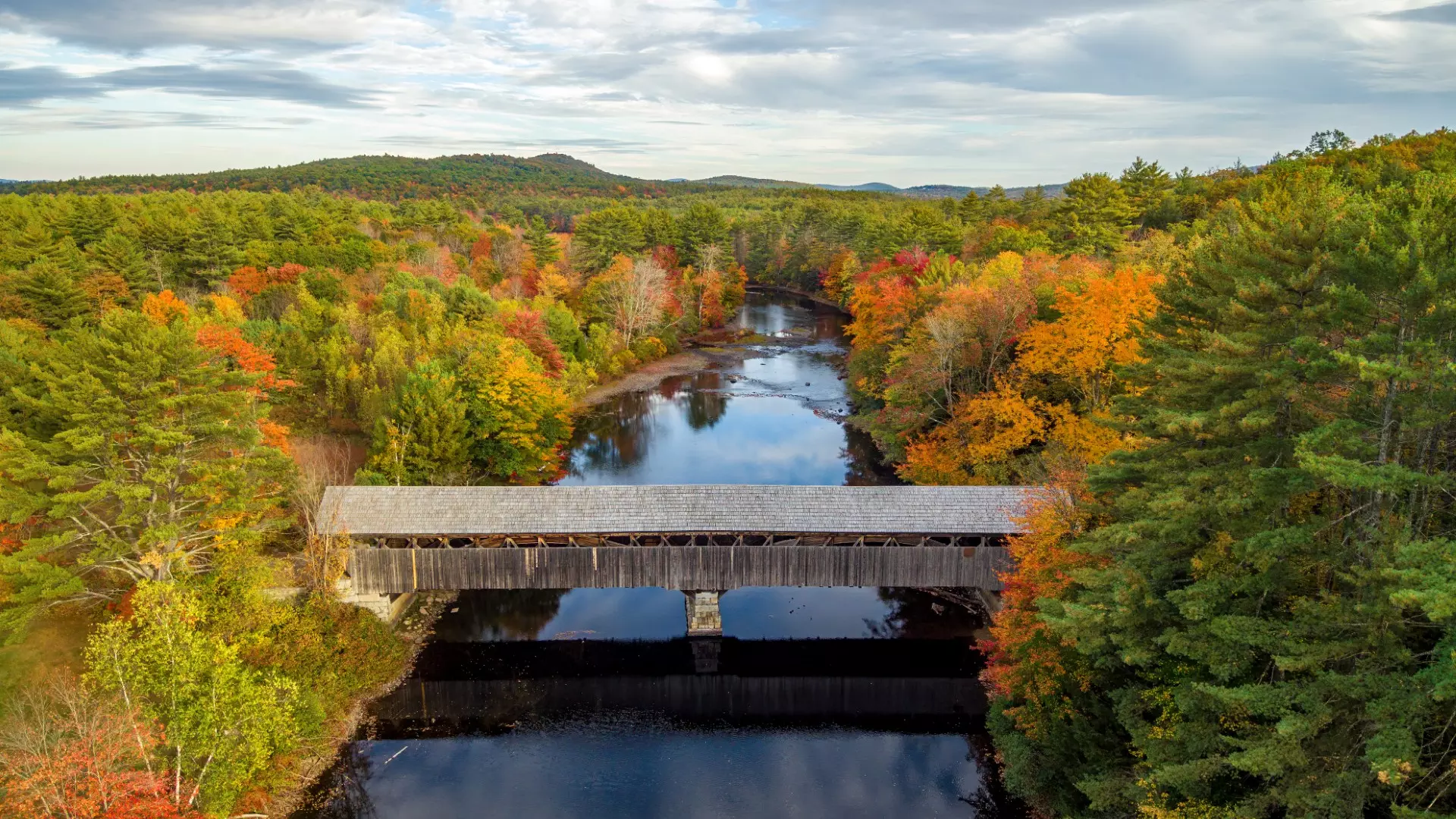 Covered Bridge with changing leaves
